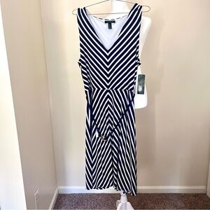 Ralph Lauren Navy and White Striped Dress, Size XL, NWT